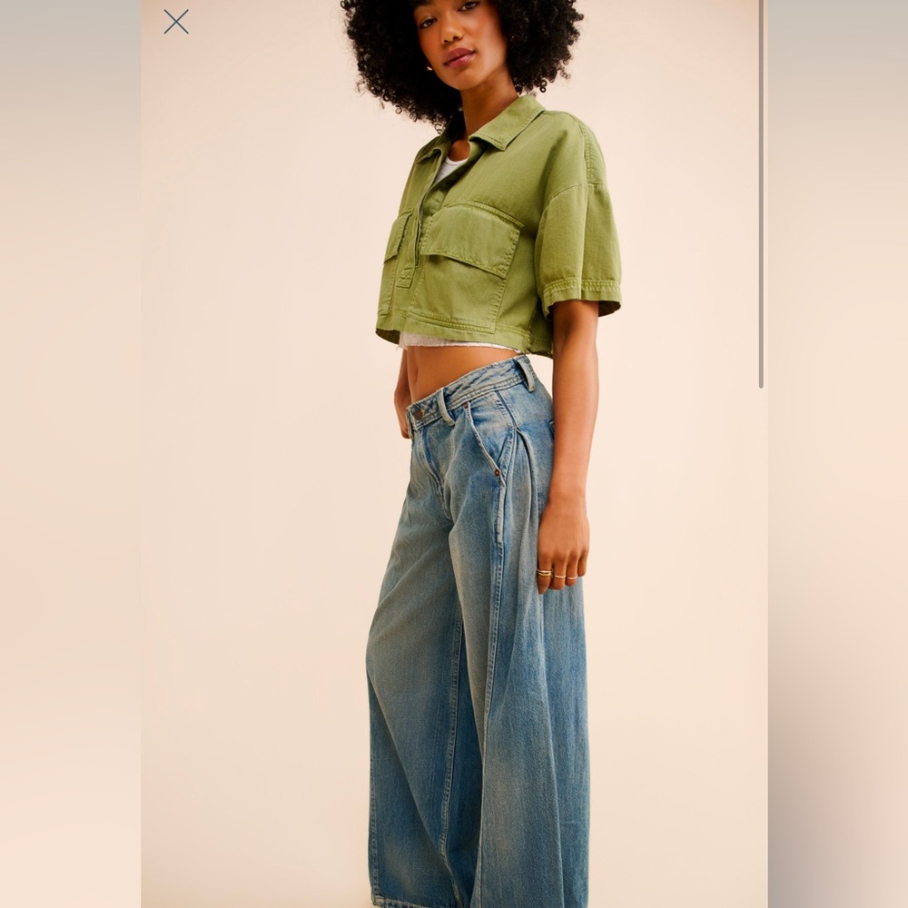 Wide Leg Denim Block Party Trousers - Picture 4 of 4